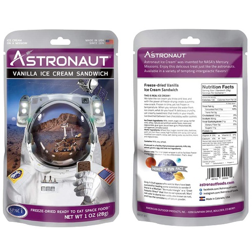  Astronaut Foods Freeze-Dried Ice Cream Sandwich, NASA Space Dessert, Vanilla, 6 Count