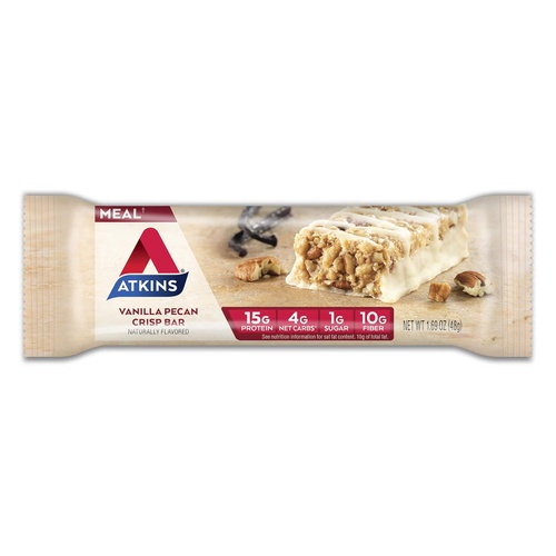  Atkins Protein Meal Bar, Vanilla Pecan Crisp, Keto Friendly, 5 Count