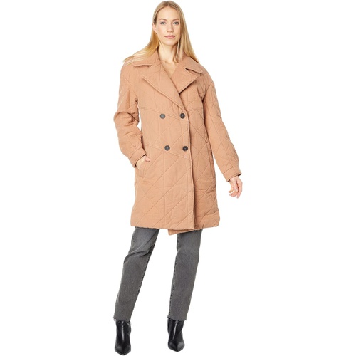  Avec Les Filles Washed Double-Breasted Quilted Peacoat