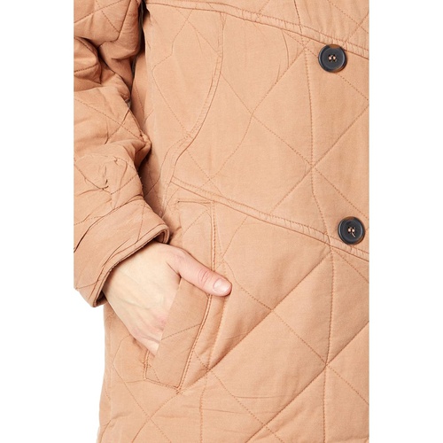  Avec Les Filles Washed Double-Breasted Quilted Peacoat