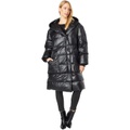 Avec Les Filles Snap Front Faux Leather Puffer