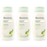 Aveeno Positively Radiant Exfoliating Body Wash with Moisture-Rich Soy Complex & Crushed Walnut Shell for Dry, Dull Skin, Soap-Free, Dye-Free & Hypoallergenic Formula, 18 fl. Oz (P