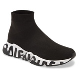 Balenciaga Mid Speed Sock Sneaker_BLACK/ WHITE/ BLACK