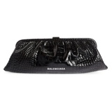 Balenciaga Extra Large Cloud Croc Embossed Leather Clutch_Black