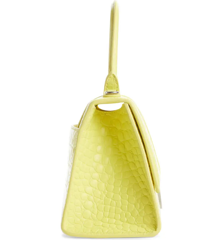 발렌시아가 Balenciaga Small Hourglass Croc Embossed Leather Top Handle Bag_LIGHT YELLOW