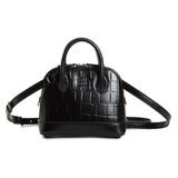 Balenciaga Extra Extra Small Ville Croc Embossed Leather Satchel_BLACK