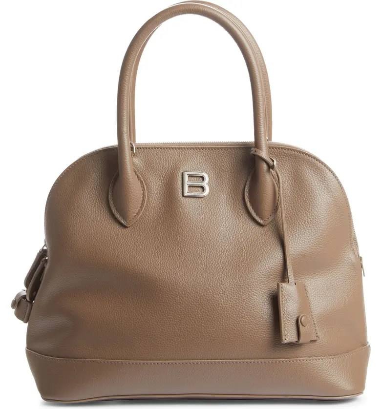 Balenciaga Ville Leather Satchel_MINK GREY