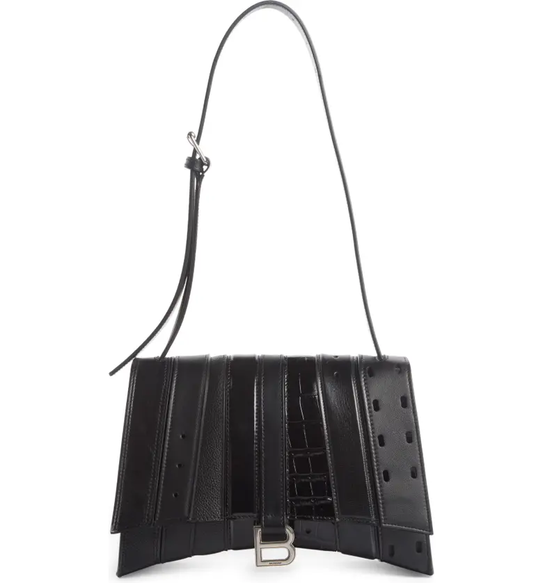 Balenciaga Multibelt Top Handle Hourglass Leather Shoulder Bag_BLACK