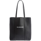 Balenciaga Extra Small Everyday Logo Calfskin Tote_BLACK/ L WHITE