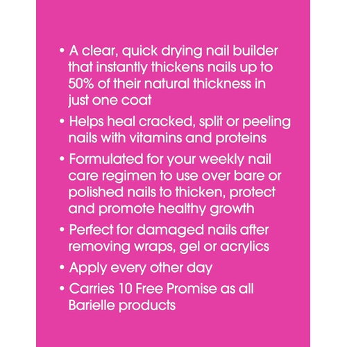  Barielle Clearly Noticeable Nail Thickener, Top Coat Instantly Thickens Nails Up To 50%, Perfect for Damaged Nails, Quick-Drying, Heals Cracked, Split, or Peeling Nails, Promotes N