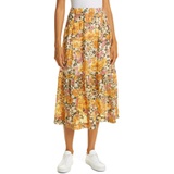 ba&sh Diary Floral Cotton Midi Skirt_OCRE