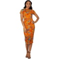 BCBGMAXAZRIA Fitted Floral Mesh Dress