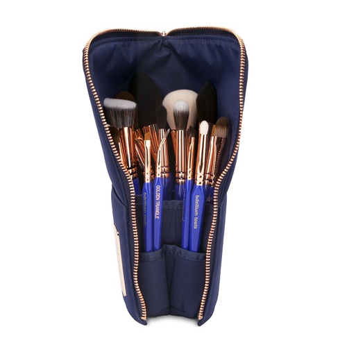  Bdellium Tools Professional Makeup Brush Golden Triangle Phase II - 15 pc. Brush Set with Stand-Up Pouch