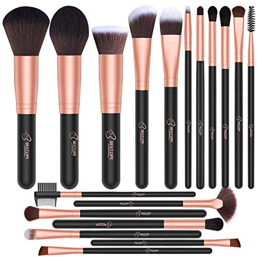  BESTOPE 18 Pcs Makeup Brush Set Premium Synthetic Fan Foundation Powder Kabuki Brushes Concealers Eye Shadows Make Up Brushes Kit