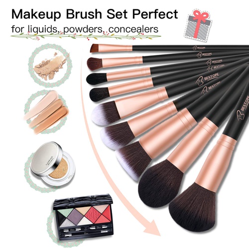  BESTOPE 18 Pcs Makeup Brush Set Premium Synthetic Fan Foundation Powder Kabuki Brushes Concealers Eye Shadows Make Up Brushes Kit