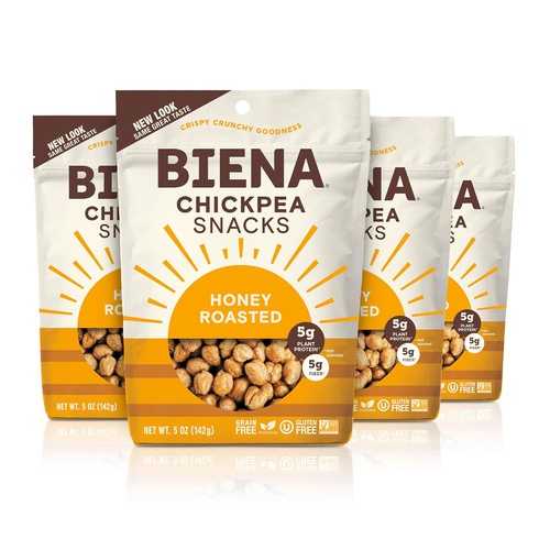  BIENA Chickpea Snacks Variety Pack, Sea Salt and Honey Roasted Combo (4 Bags Each) | Gluten Free, Dairy Free, and Vegetarian | Plant-Based Protein (8 Bags Total)