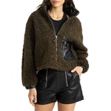 BLANKNYC Faux Shearling with Faux Leather Trim Bomber Jacket_NATURAL SQUEEZE