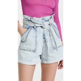 BLANKNYC Time Zone Pleated Paper Bag Shorts