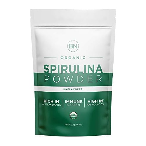  BNLABS Spirulina Powder Organic 225g - 64 Servings 3.5g Serving Size - USDA Certified - RAW Nutrient Dense Over 70% Protein Per Serving - Purest Source Vegan Protein - Superfood