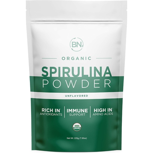  BNLABS Spirulina Powder Organic 225g - 64 Servings 3.5g Serving Size - USDA Certified - RAW Nutrient Dense Over 70% Protein Per Serving - Purest Source Vegan Protein - Superfood