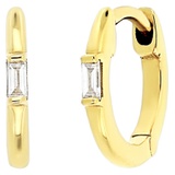 Bony Levy Varda Diamond Baguette 11mm Huggie Hoop Earrings_18KY