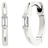 Bony Levy Varda Diamond Baguette 11mm Huggie Hoop Earrings_18KW
