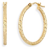 Bony Levy 14k Gold Textured Hoop Earrings_YELLOW GOLD