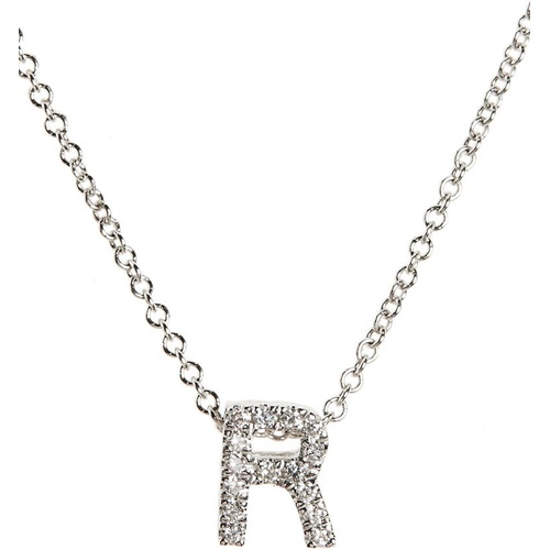  Bony Levy 18k Gold Pave Diamond Initial Pendant Necklace_WHITE GOLD - R