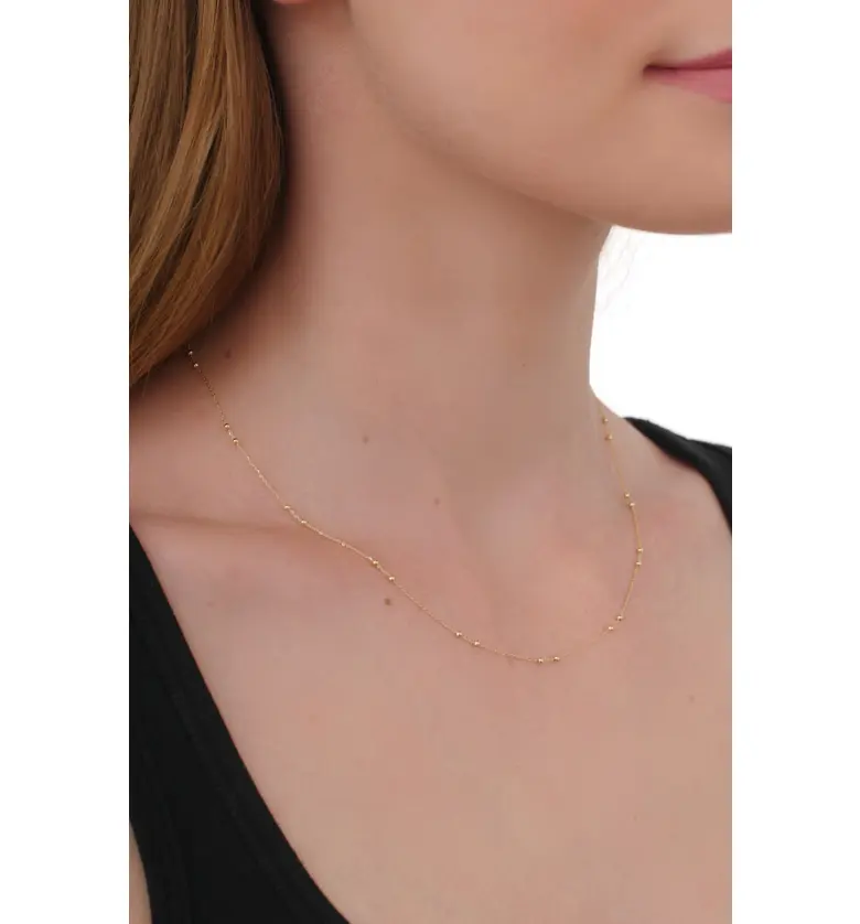  Bony Levy 14K Gold Beaded Station Necklace_YELLOW GOLD