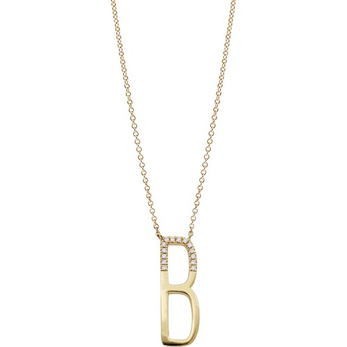  Bony Levy Diamond Initial Pendant Necklace_YELLOW GOLD-B