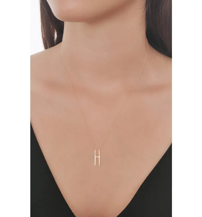  Bony Levy Diamond Initial Pendant Necklace_YELLOW GOLD-H