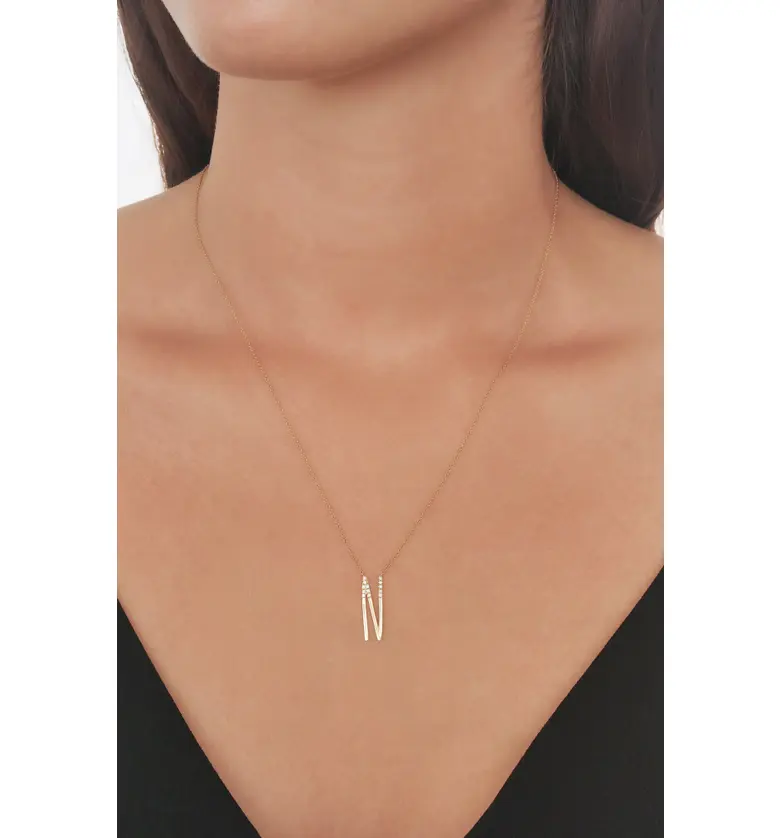  Bony Levy Diamond Initial Pendant Necklace_YELLOW GOLD-N
