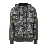 FULL ZIP HOODED SWEATSHIRT WITH ALL-OVER CAMOUFLAGE PRINT