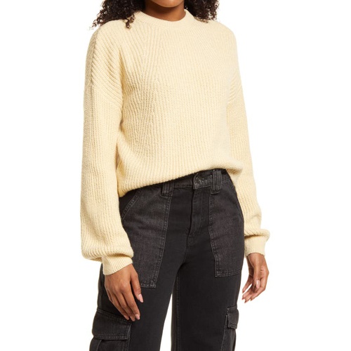  BP. Rib Crop Crewneck Sweater_TAN BOULDER