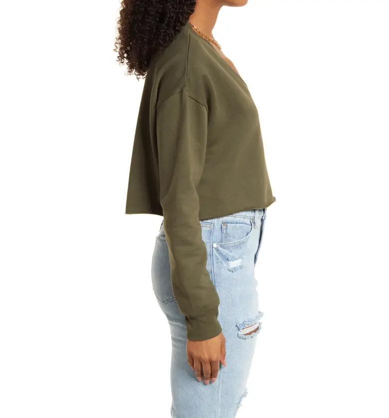  BP. Crop V-Neck Sweatshirt_OLIVE SARMA