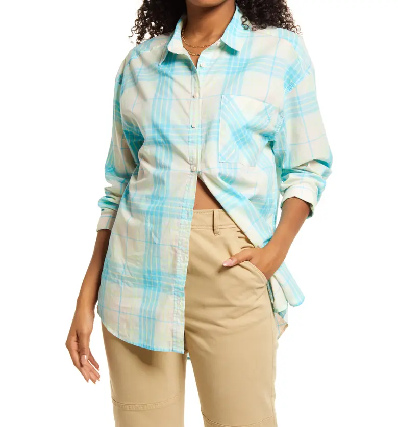 BP. Plaid Button-Up Shirt_PINK- BLUE ADLEY PLAID