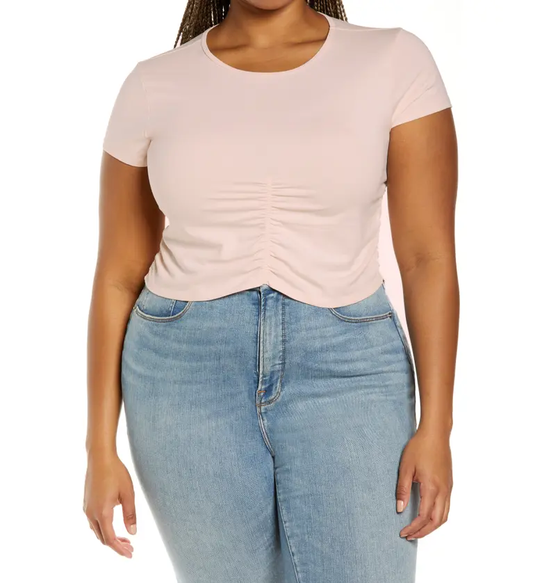 BP. Ruched Organic Cotton Crop T-Shirt_PINK CREOLE