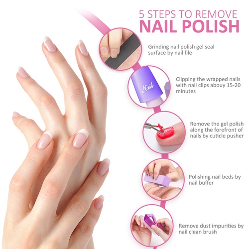  Gel Nail Polish Remover Tool - 600pcs Lint Free Nail Wipes 20pcs Nail Polish Remover Clips Cuticle Pusher Nail Brushes Nail File Nail Buffer BTArtbox Gel Polish Remover Tools Kit