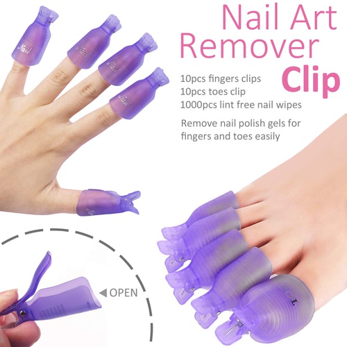  Gel Nail Polish Remover Tool - 600pcs Lint Free Nail Wipes 20pcs Nail Polish Remover Clips Cuticle Pusher Nail Brushes Nail File Nail Buffer BTArtbox Gel Polish Remover Tools Kit