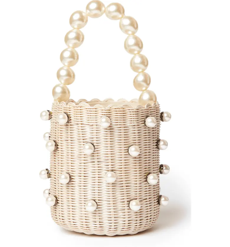 btb Los Angeles Chloe Rattan Bucket Bag_SILVER PEARL