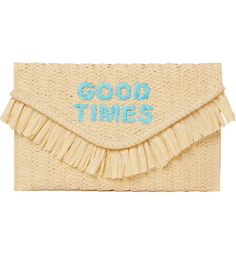 btb Los Angeles Good Times Woven Clutch_NATURAL/ TURQUOISE
