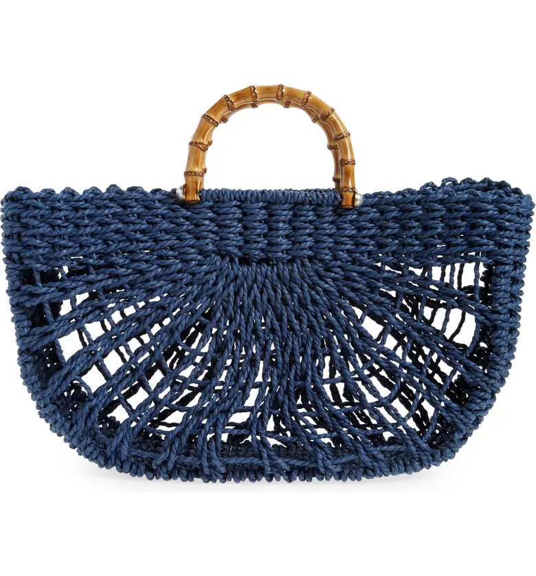 btb Los Angeles Straw Tote_NAVY