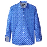 BUGATCHI Mens Fitted Long Sleeve Printed Cotton Polka Dots Design Shirt