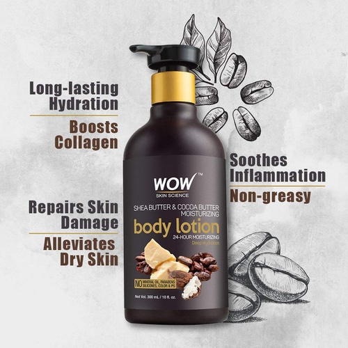  BUYWOW WOW Shea & Cocoa Butter Moisturizing Body Lotion (Deep Hydration) - Daily Skin Moisture For Men and Women - Intense Hydration For Dry Skin - With Aloe Vera, Sweet Almond & Moroccan