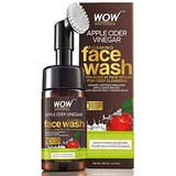 BUYWOW WOW Apple Cider Vinegar Exfoliating Face Wash W/Brush - Soft, Silicones Bristles - Foaming Cleanser For All Skin Type - Hydrate For Smooth Skin, Helps Remove Blackheads & Reduce Ac