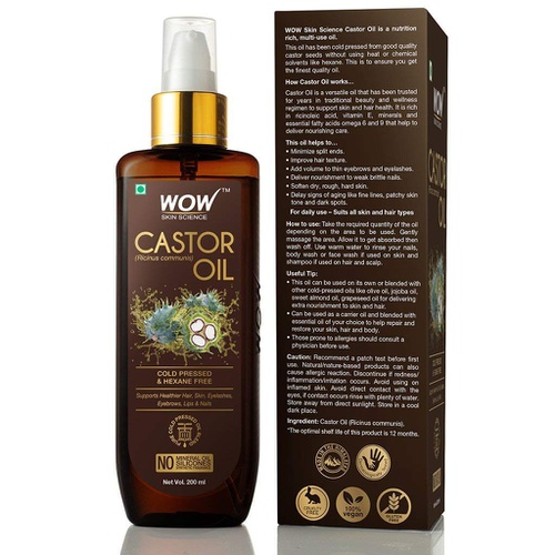  BUYWOW WOW Castor Oil, Cold Pressed For Hair, Nails, Eyebrow, and Eyelash Growth For Women and Men, Intense Moisturizer For Dry Hair & Skin, Rapid Eyelashes Boost, 100% Pure Castor Oil, H