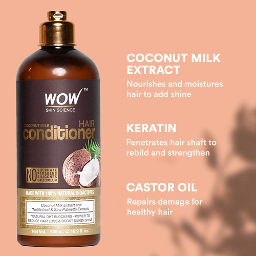  BUYWOW WOW Coconut Milk Hair Conditioner, Restore Dry, Frizzy, Tangled Hair to Stronger, Full, Shiny Hair, Stimulate Hair Growth, Paraben, Salt, Sulfate Free, All Hair Types, Adults and C