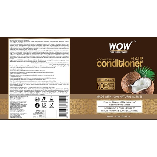  BUYWOW WOW Coconut Milk Hair Conditioner, Restore Dry, Frizzy, Tangled Hair to Stronger, Full, Shiny Hair, Stimulate Hair Growth, Paraben, Salt, Sulfate Free, All Hair Types, Adults and C