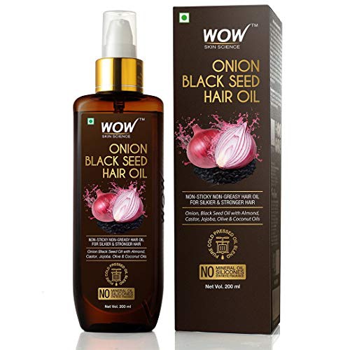  BUYWOW WOW Onion Black Seed Hair Oil for Natural Hair Care and Growth, Essential Vitamins In Almond, Castor, Jojoba, Olive & Coconut Oils For Dry Scalp and Hair, Slow Down Hair Loss, Thic