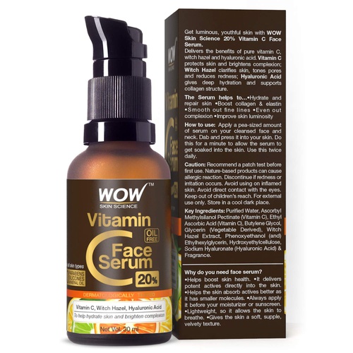  BUYWOW WOW Vitamin C Serum for Face and Dry Skin, Helps with Dry Skin, Age Spots, Hydrates and Lightens Skin (Suitable For All Skin Types) - 30ml